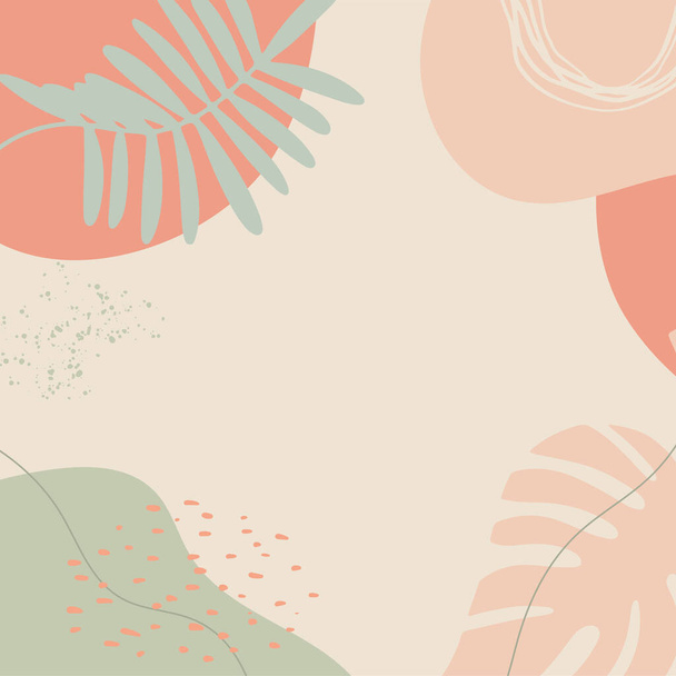 Organisch roze bruin bruin naakt bloemen abstracte vormen achtergrond met de hand getekende textuur, borstel, verlof en minimalistische stijl. Abstract minimale handgetekende achtergrond. - Vector, afbeelding