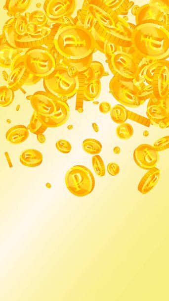 Russian ruble coins falling. Positive scattered RUB coins. Russia money. Beauteous jackpot, wealth or success concept. Vector illustration. - Vector, imagen