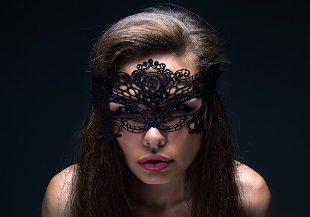 Sexual woman in lace mask - Фото, зображення
