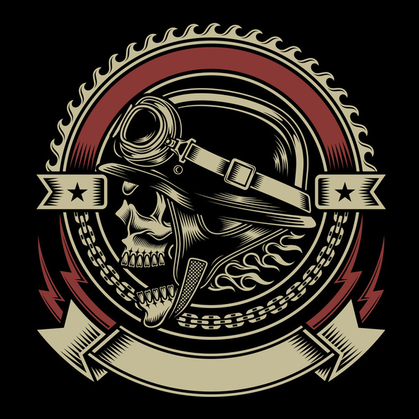 Vintage Biker Skull Emblem - Vector, Image