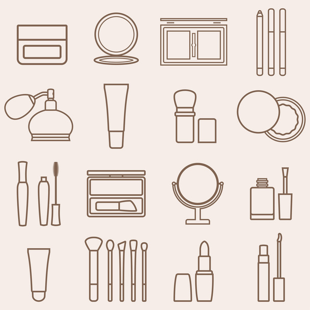 Set of silhouette beauty and cosmetics icons - Vector, Image