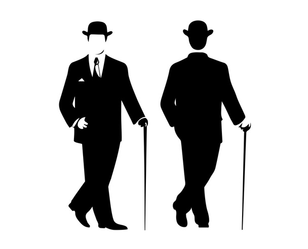 Silhouette of the gentleman in a fashionable suit - Vetor, Imagem