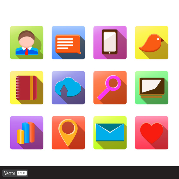 Set of 12 vector social media icons - Διάνυσμα, εικόνα