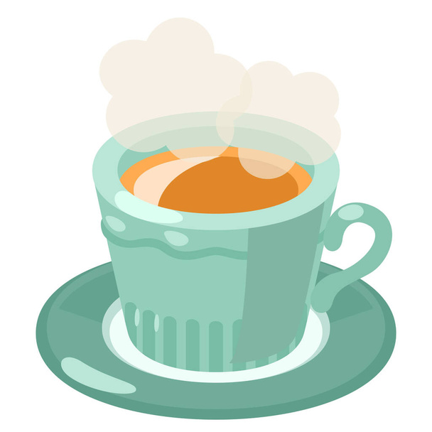 Ζεστό τσάι σε μια πράσινη κούπα - Διάνυσμα, εικόνα