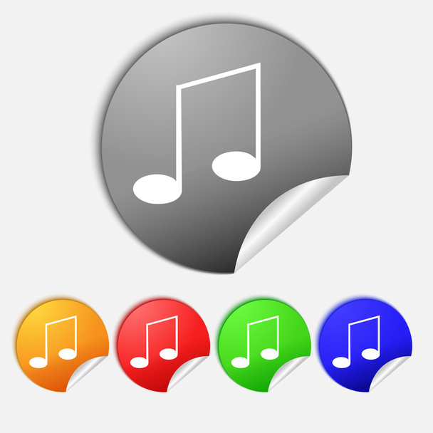 Music note sign icon. Set Musical symbol. Colourful buttons Vector - Вектор, зображення