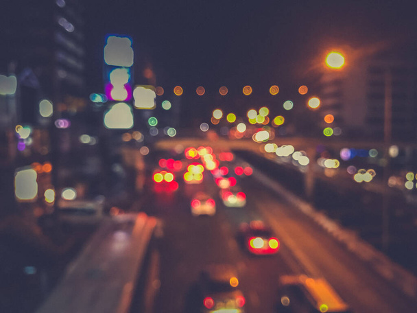 blur of traffic in the city at night background - Photo, Image