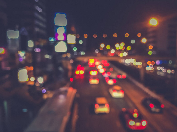 blur of traffic in the city at night background - Photo, Image