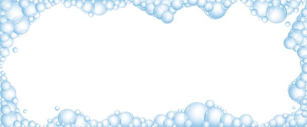 Jabón de espuma con burbujas. Marco de champú de dibujos animados y espuma de jabón suds. Ilustración vectorial - Vector, Imagen