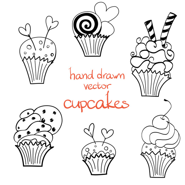 Doodle cupcakes. - Vector, Image