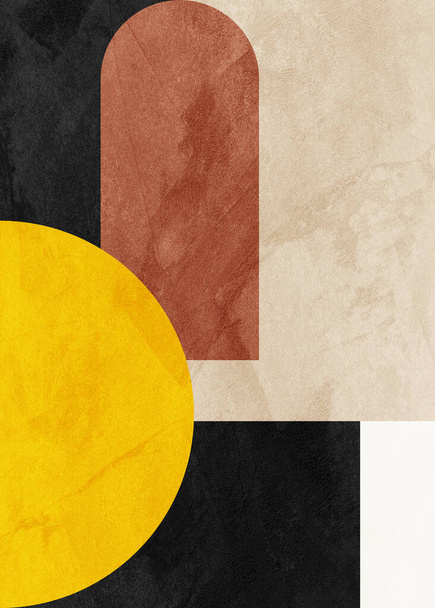 Organic geometric abstract art, texture, geometric shapes, beige, brown, yellow, black, perfect match and trend decorate your home or office - Foto, afbeelding