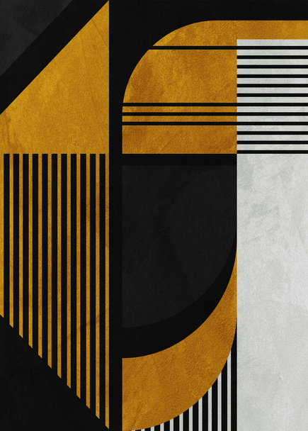 Organic geometric abstract art, texture, geometric shapes, beige, brown, yellow, black, perfect match and trend decorate your home or office - 写真・画像