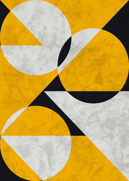 Organic geometric abstract art, texture, geometric shapes, beige, brown, yellow, black, perfect match and trend decorate your home or office - Foto, imagen