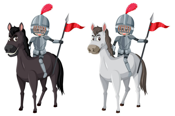 Middeleeuwse ridders op paard illustratie - Vector, afbeelding