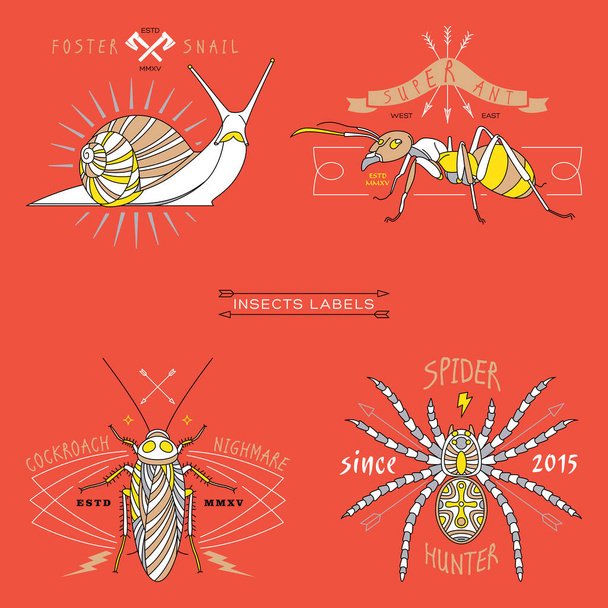 insects labels and badges - Vektori, kuva