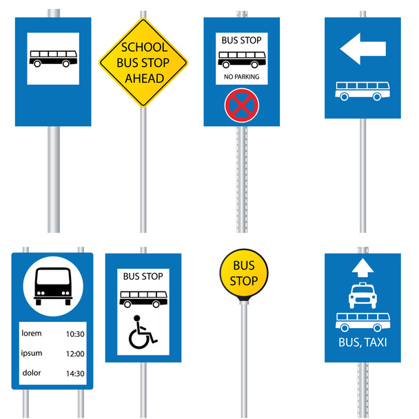 Varias señales de parada de autobús
 - Vector, Imagen