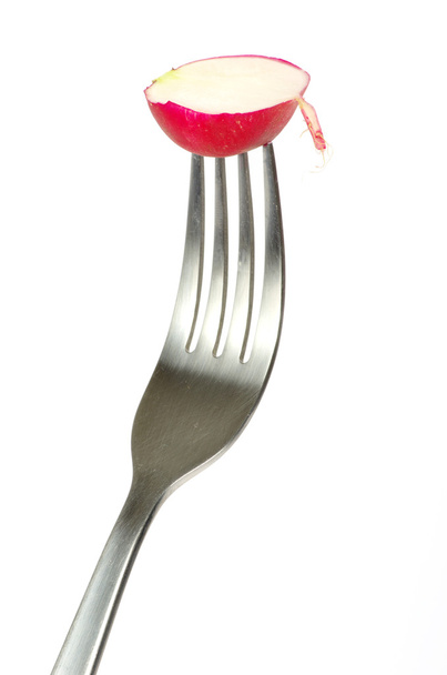 Radish on a fork - Fotoğraf, Görsel