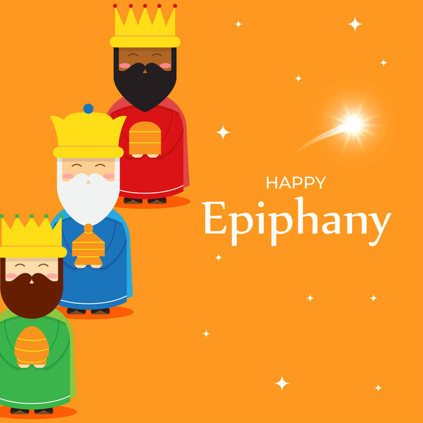 Vector illustration of Epiphany, Christian festival, three wise men - Vector, Image