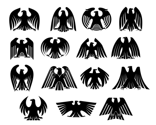 Set silhouette araldica aquila
 - Vettoriali, immagini