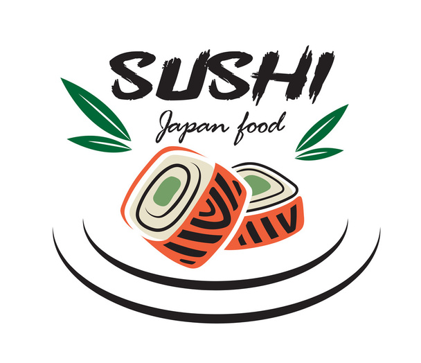 Japanese sushi seafood emblem  - Vector, imagen