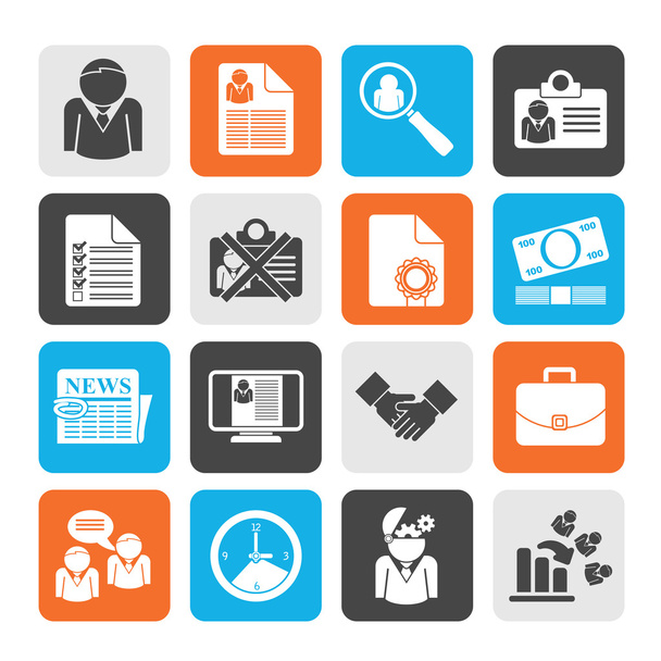 Silhouette Employment and jobs icons - Vector, afbeelding