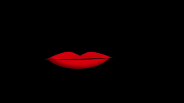 tekenfilm animatie rode lippen over witte achtergrond - Video