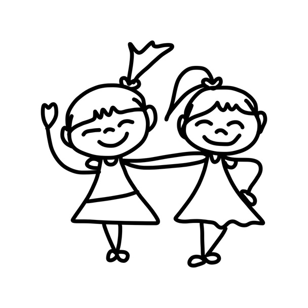 Käsi piirustus onnellisia lapsia
 - Vektori, kuva