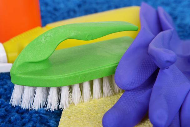 Cleaning items on carpet close up - Photo, Image