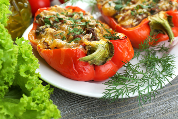 Stuffed red peppers with greens and vegetables - Fotó, kép