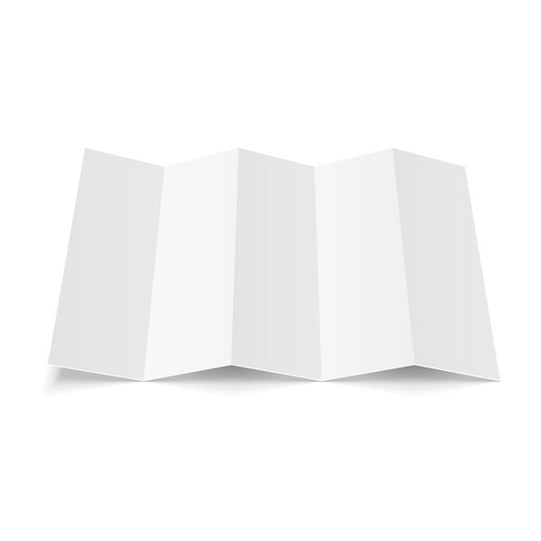 Mockup Blank Four Folded Fold Paper Leaflet, Flyer, Broadsheet, Flier, Follicle, Leaf A4 With Shadows. Isolated On Wgite Background Isolated. Mock Up Template Design. Vector EPS10 - Vektör, Görsel