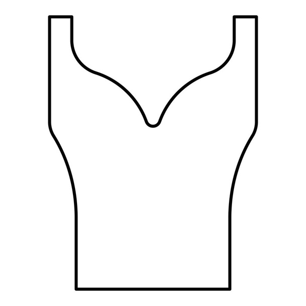 Kadın kıyafetleri üst gömlek bluz bluz atlet dış hatlar siyah renk vektör illüstrasyon düz resim - Vektör, Görsel