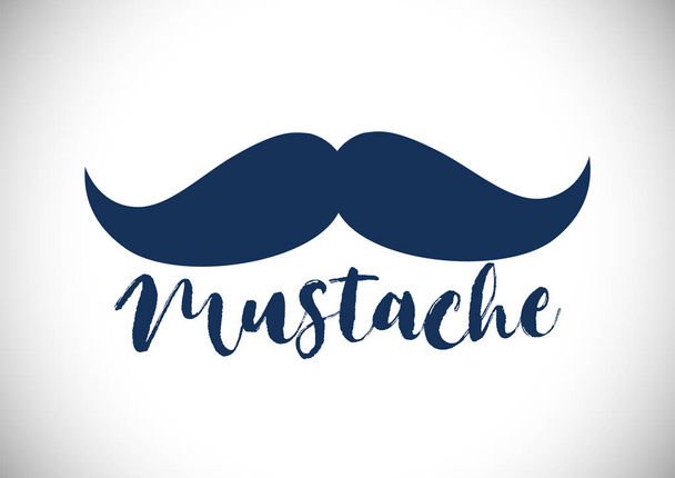 Creative retro mustache image and letteting text in brushing arts style. Isolated abstract graphic design template. Black and white monochrome colors. Happy Father's or Grandfather's Day vintage icon. - ベクター画像