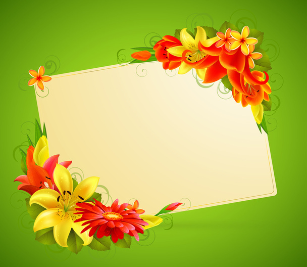 flowers and place for text - Vector, Image