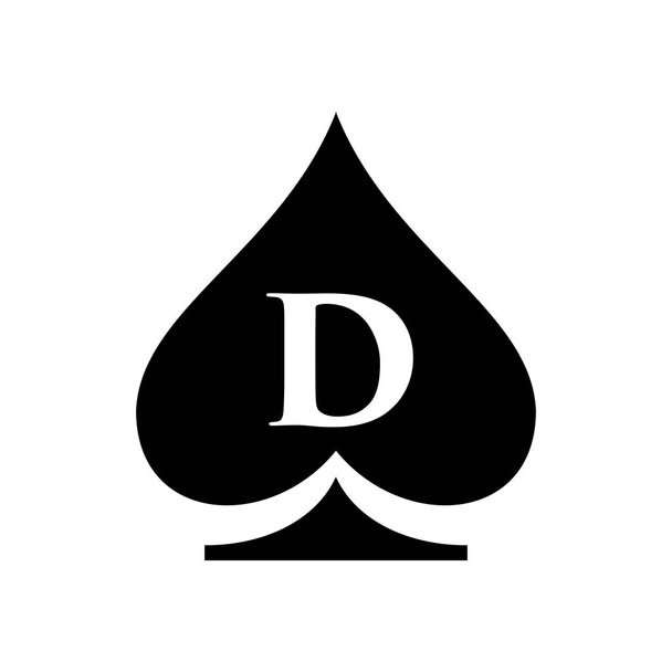 Letter D Casino Logo. Poker Casino Vegas Logo Template On Letter D. Poker Club Sign - Vector, Image
