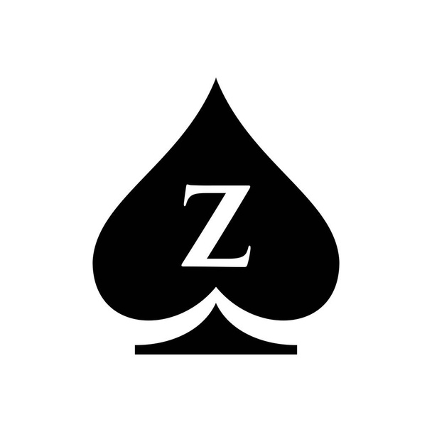 Το λογότυπο του καζίνο Ζ. Poker Casino Vegas Πρότυπο λογότυπο για το γράμμα Z. Εγγραφείτε στο Poker Club - Διάνυσμα, εικόνα