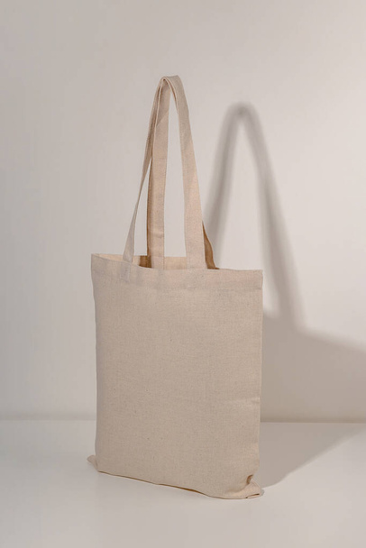 Tote bag mock up on light background. Eco bag mockup - Фото, зображення