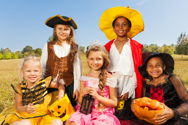 Multinational kids in Halloween costumes - Фото, зображення