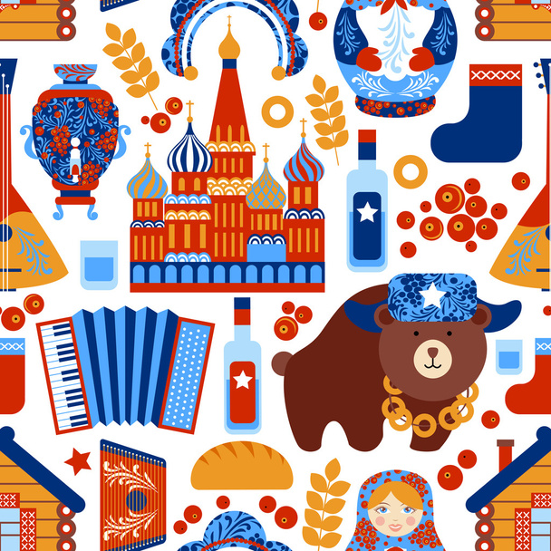 Russia travel seamless pattern - Vector, Image