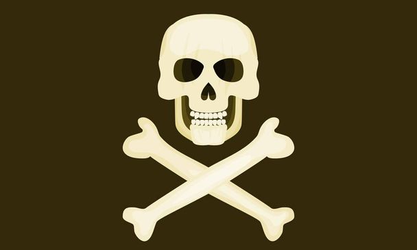 頭蓋骨と骨の海賊バッジ。フラットスタイルベクトル画像 - ベクター画像