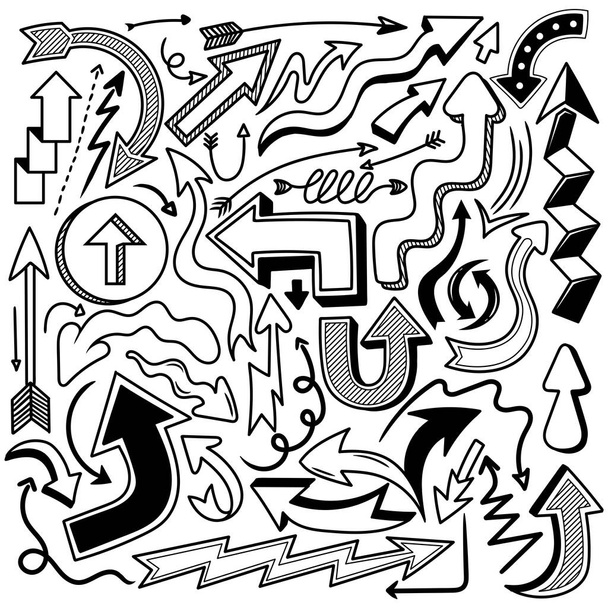 Hand drawn arrow doodle vector set - Vector, Image