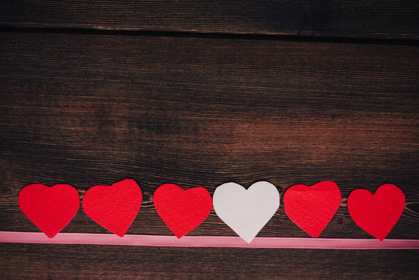 wooden background paper hearts creative decoration object - Foto, Bild