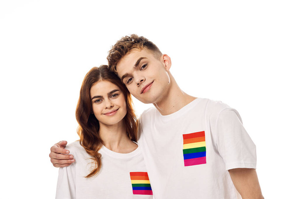 couple Flag lgbt transgender sexual minorities light background - Fotografie, Obrázek