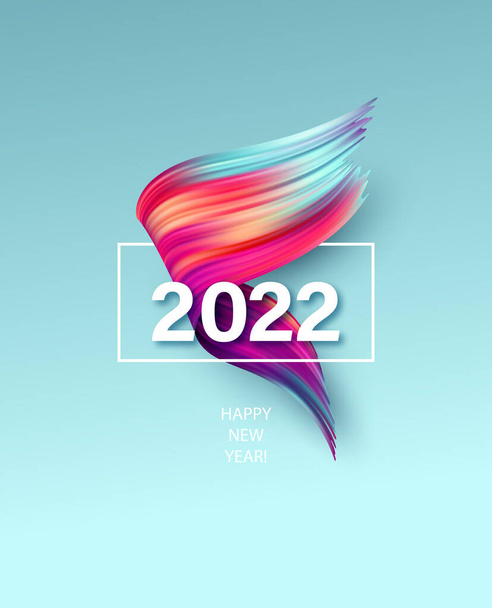 Calendar header 2022 number on colorful abstract color paint brush strokes background. Happy 2022 new year colorful background. Vector illustration - Vector, Image