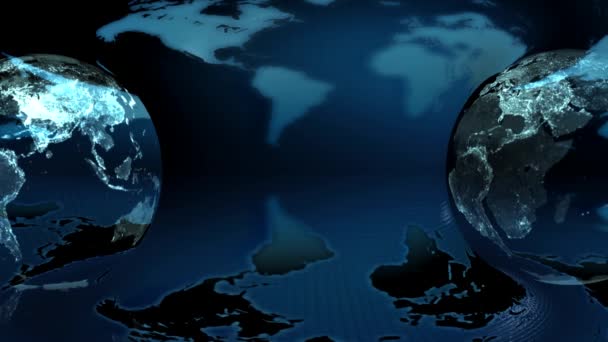 Земной шар вращается на фоне карты Земли (цикл
) - Кадры, видео