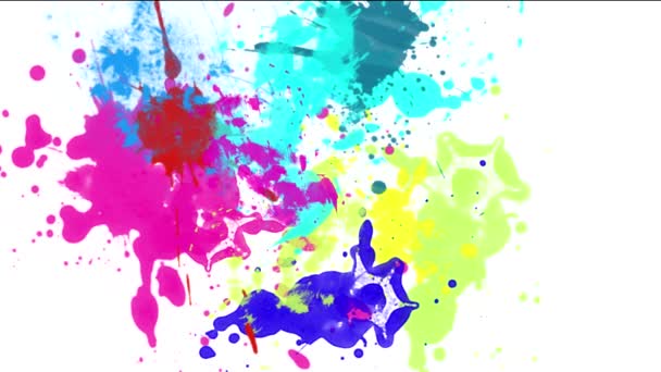 barevný inkoust splate na bílém pozadí - Záběry, video