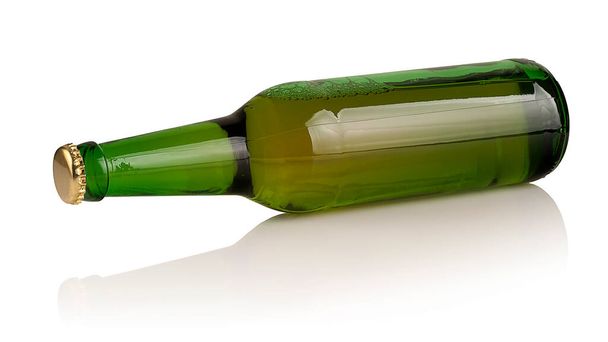 beer bottle horizontally on a white background - Photo, image
