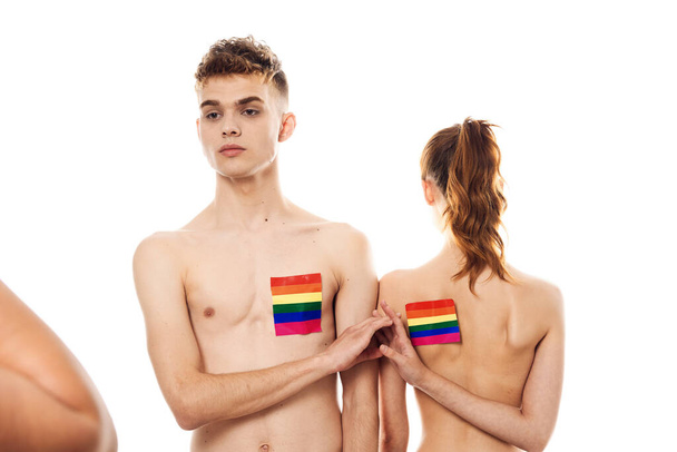 couple Flag lgbt transgender sexual minorities light background - Foto, afbeelding