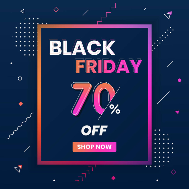 Black Friday sales banner 70% off. Black Friday promotion 70% discount offer - Vektor, obrázek