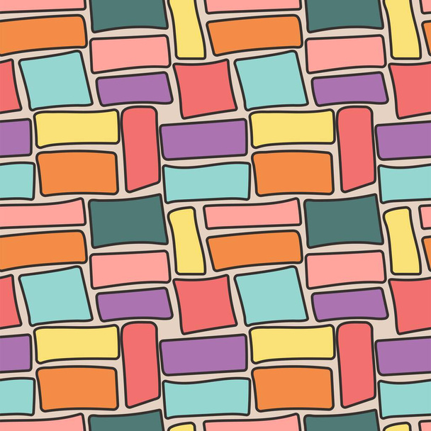 Seamless pattern with the image of colored hand-drawn rectangles. Design for paper, textile and decor. - Vector, Image