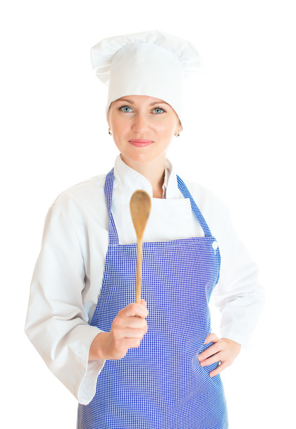Retrato de cocinera. Aislado sobre fondo blanco
.  - Foto, Imagen