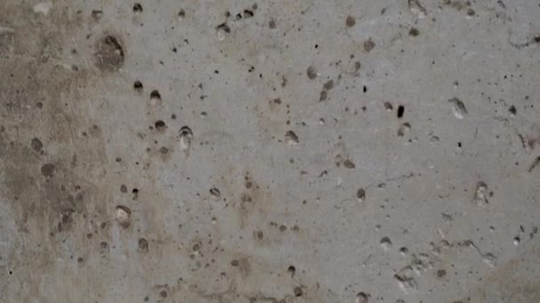 texturizado fundo de concreto cinza velho manchado com estuque bege com arranhões e buracos. - Filmagem, Vídeo